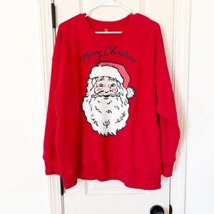 Holiday Time Red Crewneck Holiday Sweatshirt Vintage Santa Christmas XL